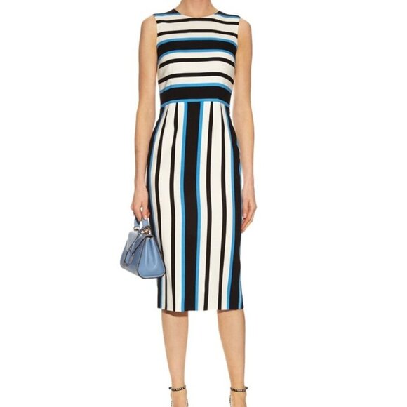 Dolce & Gabbana Sleeveless Riga Striped Silk-Blend Dress - Picture 1 of 10